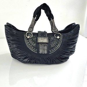 Dior Plissé Black Tote Bag with Silver Accents